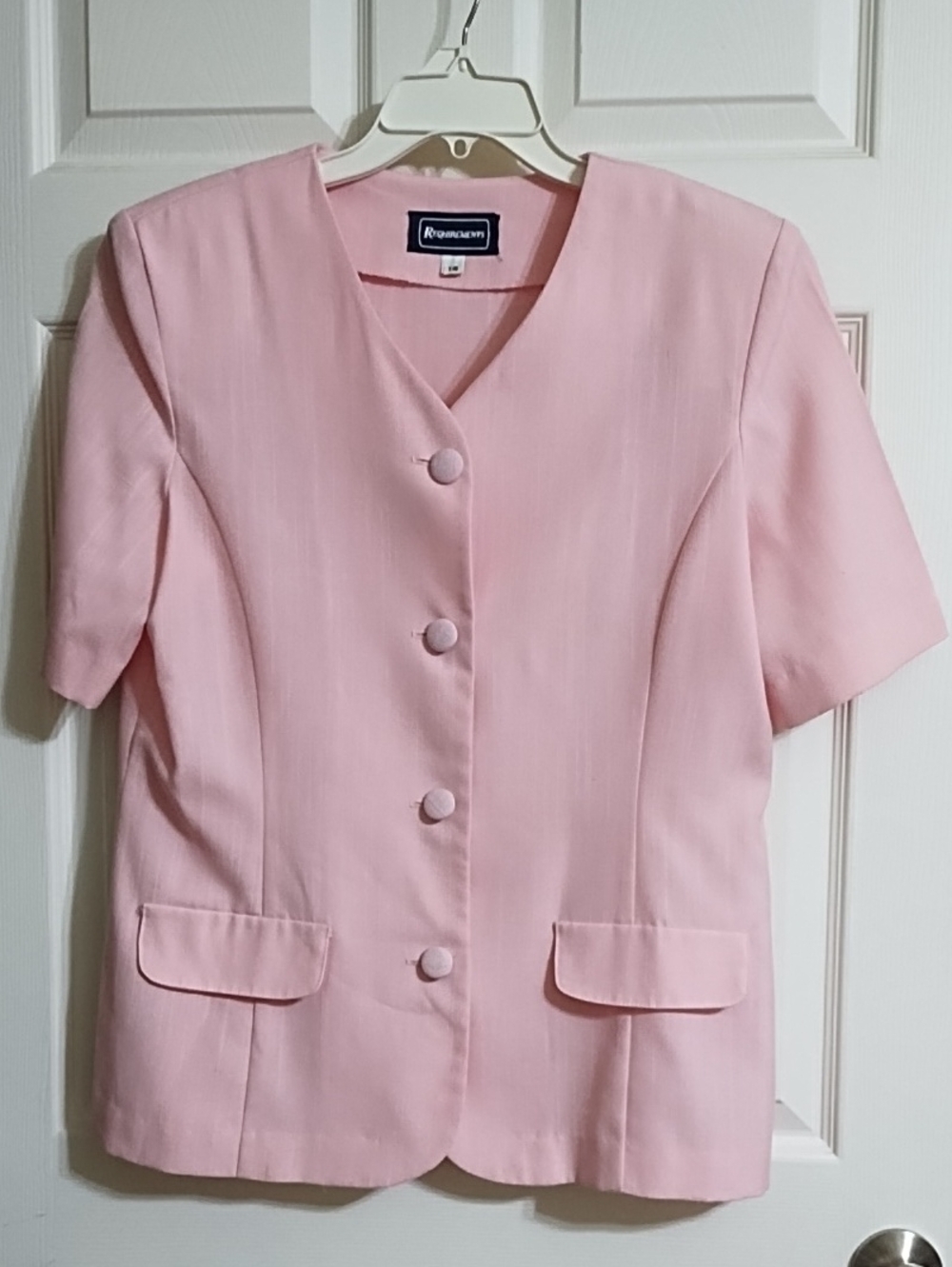 Requirements Pale Pink Short-Sleeve Tailored Blazer / Top. Sz 14